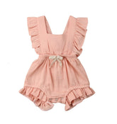 Lilly- Cotton Muslin Romper , Pink Apricot.